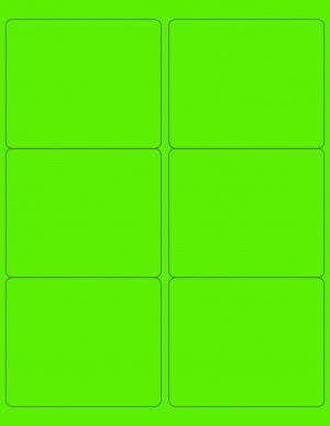 8-1/2" x 11" Fluorescent Green 6 Labels per Sheet 4 x 3-1/3