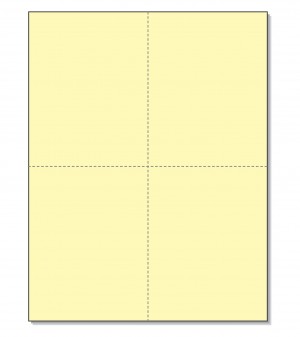 8-1/2 x11  Laser Cards  4 Up - Canary