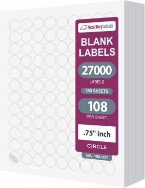 8-1/2" x 11" 108 Labels per Sheet 3/4" Round