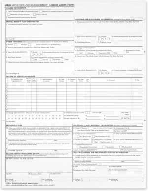 ADA Dental Claim Insurance Claim Forms, 8-1/2" X 11" for Laser or Ink Jet Printers