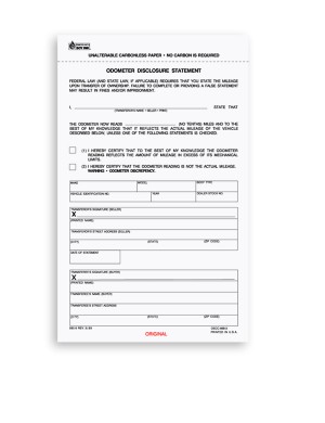 5 2/3" x 8 1/2", 3-Part Odometer Disclosure Statement 