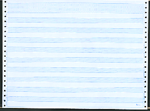 14-7/8 x11" Continuous Paper  18# 1 Part, 1/2" Blue Bar, No Side Perfs
