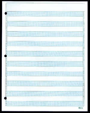 8-1/2 X 11", 1/2" Blue  Bar Paper, With 3 Hole Punch 20#