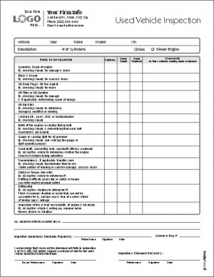 Used Vehicle Inspection Form